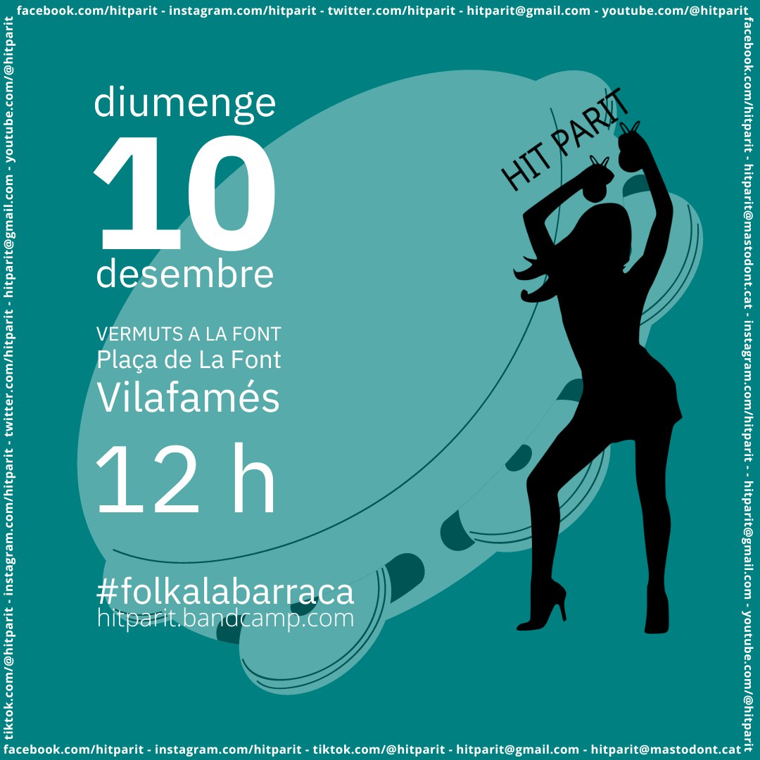 HitParit's tweet photo. Us recordem que el diumenge 10 de desembre farem #jota #seguidilla i #fandango a la plaça de La Font de Vilafamés. Podreu ballar, fer-vos un vermut o les dos coses.
Apunteu-vos la data, que hi ha festes pel mig i després tot són tragèdies i plors.
#FolkalaBarraca
#HitParit https://t.co/rt5dniFp62