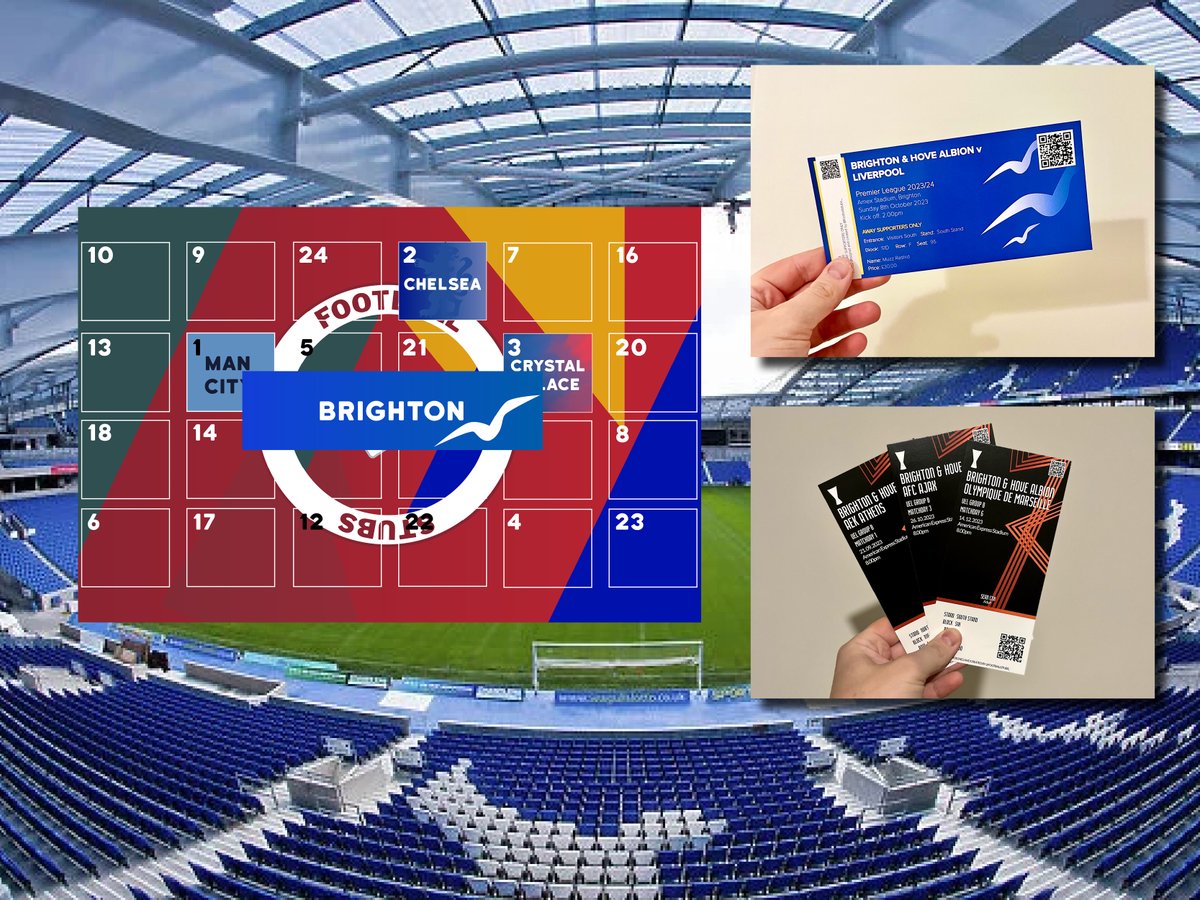 FootballStubs_'s tweet photo. 🆓🎄Day 4 - BRIGHTON

As part of our Advent Calendar running through 24 days of December we are giving away up to 10 stubs per day for the team who's behind the door! We turn digital or print at home tickets into a proper ticket. Any game home or away, any competition, any season!

All #BHAFC fans have to do is:
♻️ Repost this post
🏷️ Tag friend you go watch Brighton with
📲 Follow our account

If there are more than 10 reposts, we will do a draw of entries to see who gets the 10 stubs. Entries close at 8pm on 4th December.

⚠️ Please note, these are not match ticket but memorabilia.

📸 For examples of our extensive previous orders, head to our Insta, link on the profile.
