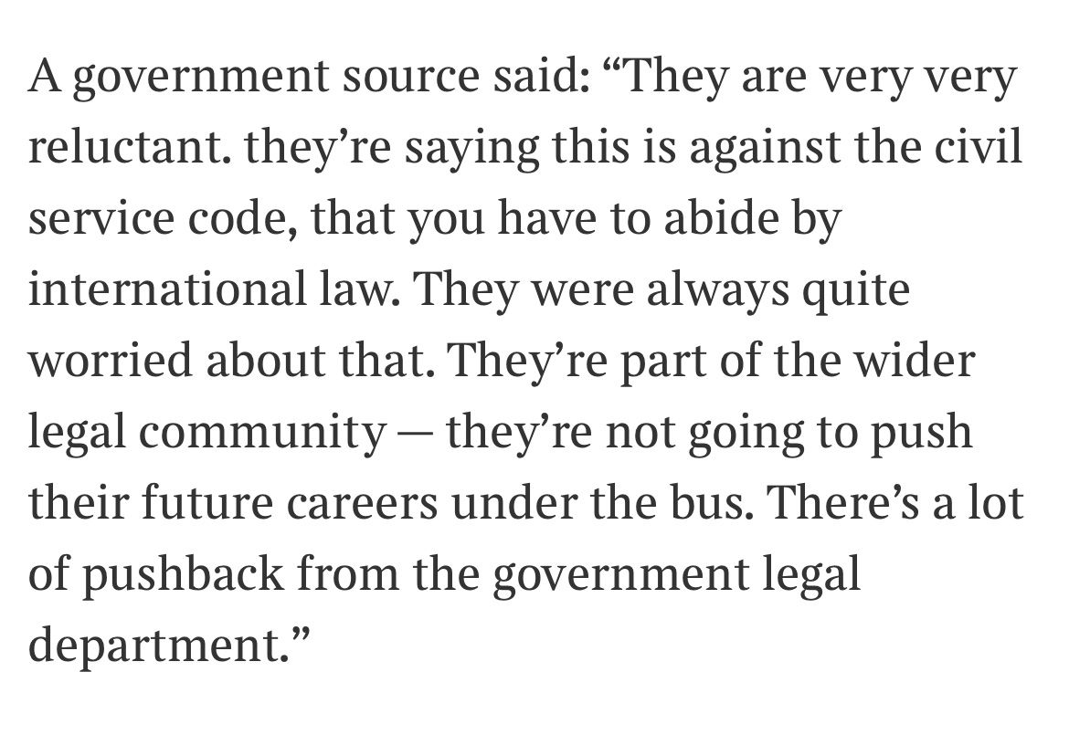 To make anything happen in Britain now you have to wade through rounds of this guff. Want to buy some pens? -'It's against the civil service code -It's against the ministerial code -It will lead to a JR -It will be a breach of EU / TCA agreements -It will be a breach of ECHR'