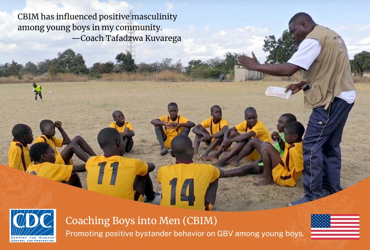 Coaching Boys into Men is a violence prevention program in which coaches teach young male athletes about healthy relationship skills, positive mental health &how to prevent violence. CBIM was implemented in Zim by @assoczach & @CDCgov with support from #PEPFAR. #ProudofPEPFAR