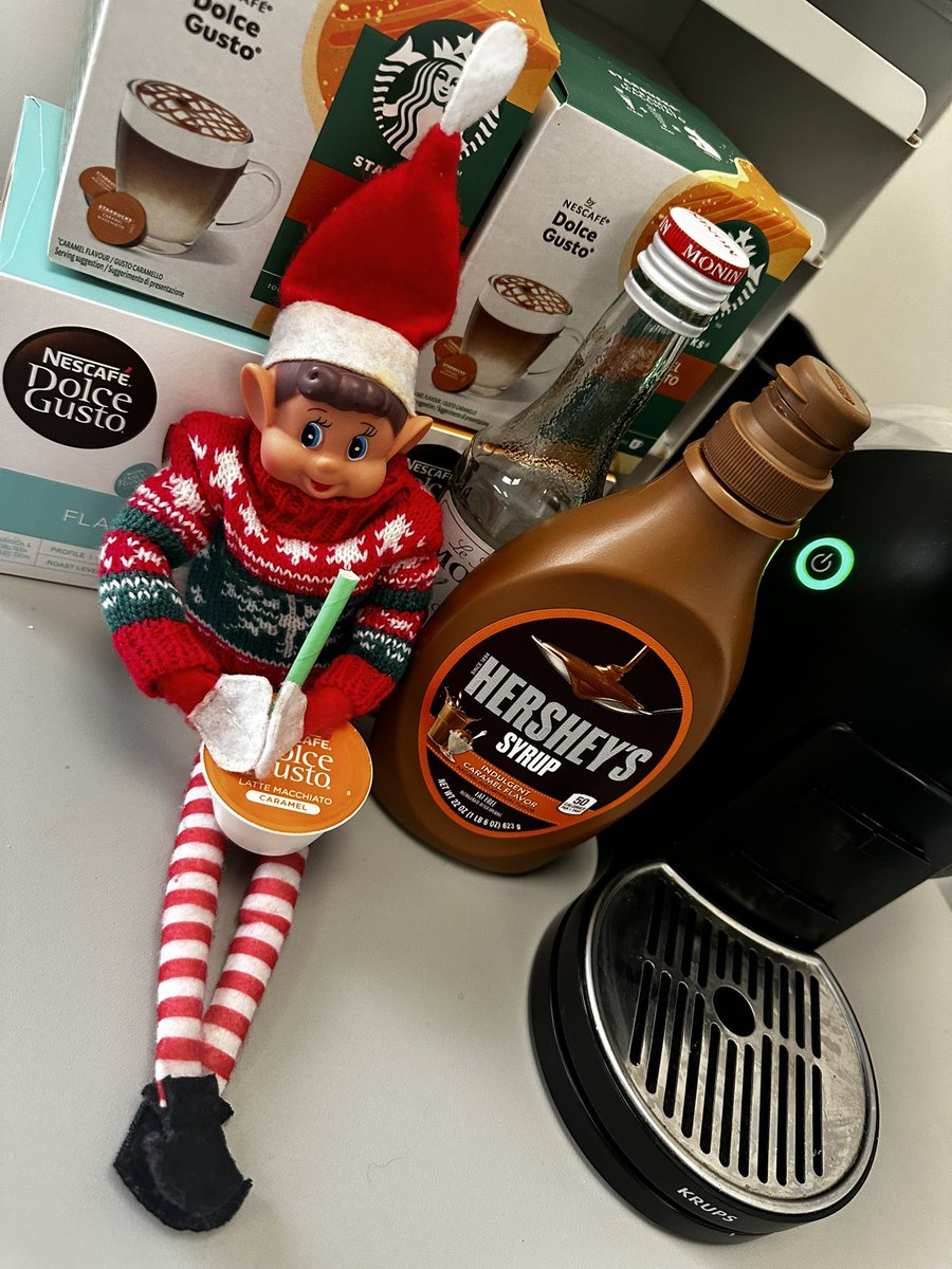 Brrrrrr 🥶

It’s that chilly outside Elfie has helped him sELF to a coffee this morning… not sure he’s got the memo of the coffee machine 🙈❄️☕️

#Elfie #CoffeeLovers #Cold 
#2023