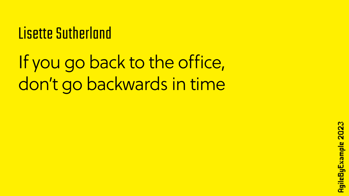 agilebyexample's tweet photo. Here is another batch of must-watch talks! Tune in to Lisette Sutherland's insightful session "If you go back to the office, don't go backwards in time" and many more.💡
Check out the talks on https://t.co/JHbcx0S1uA... 
#FutureOfWork #WorkplaceInnovation #ABE23 #AgileByExample https://t.co/03Ciu9unMl