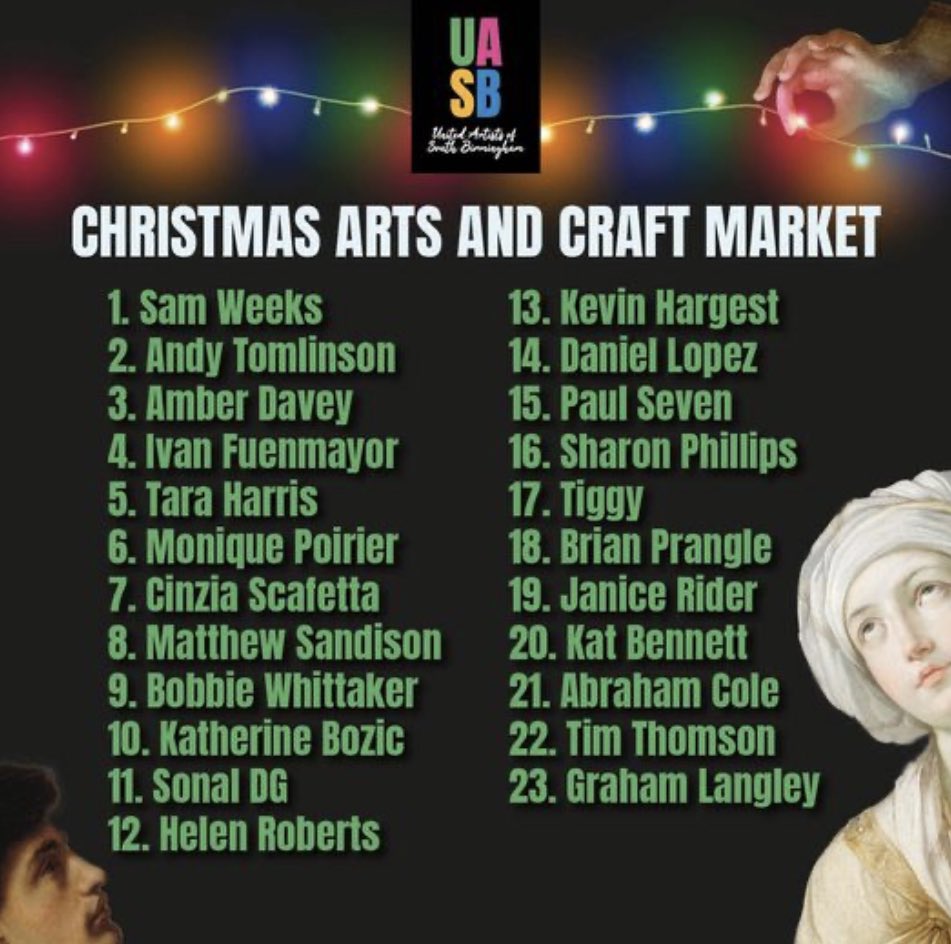 Sun 10 Dec United Artist Studios Birmingham @MoseleyCDT 11.00 to 5.00 Christmas Arts and Craft Market