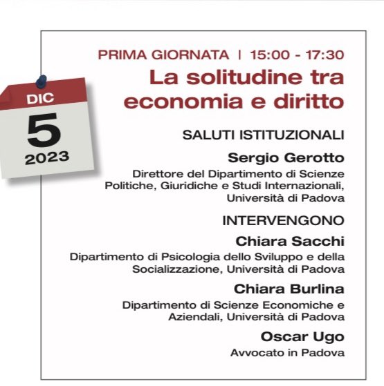 #SaveTheDate: domani 5 Dicembre discuteremo dell’impatto della #solitudine in #economia e #diritto. Vi aspettiamo!!

Ingresso libero fino ad esaurimento posti

journals.sagepub.com/doi/10.1177/03…
