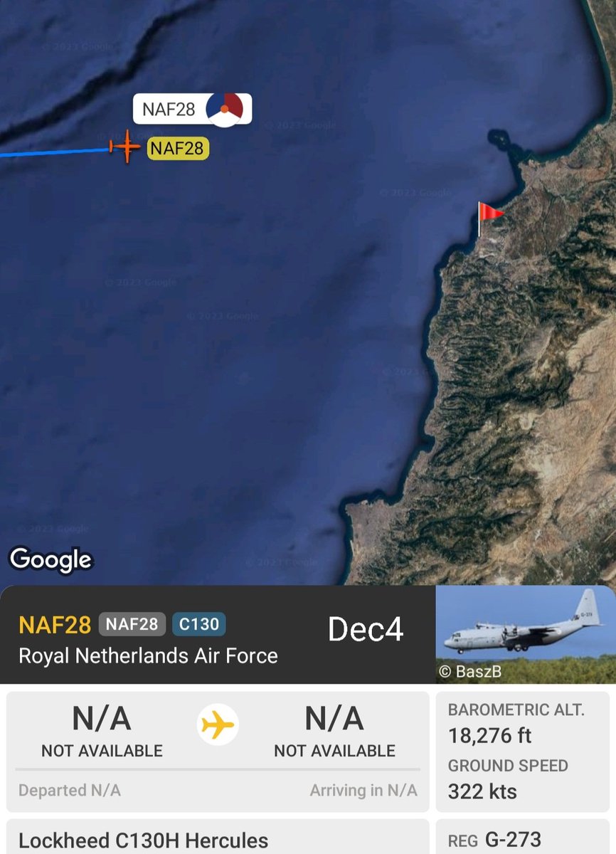 LebanonJets's tweet photo. Military: Royal Netherlands Air Force (Koninklijke Luchtmacht) Lockheed #C130H Reg #G273 hex #480C03 left #Paphos #Pafos #Cyprus arrived into #Lebanon's controversial #Hamat Air Base near #Batroun
@Intel_Sky has a full report on movements and questionable motives behind it https://t.co/jyLfwtRo81