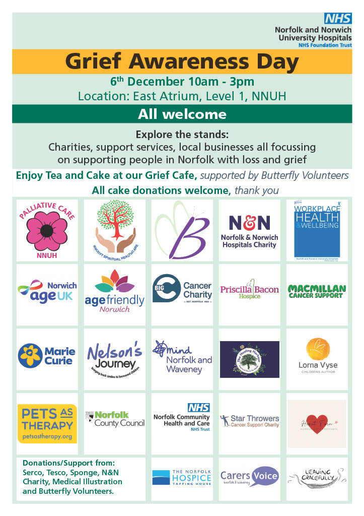 We will be attending the Grief Awareness Day at the Norfolk and Norwich Hospital this Friday - find us in the East Atrium from 10am - 3pm. Come and talk to us about our 'Connections' Group, 1-to-1 counselling and other wellbeing support available. @NNUH starthrowers.org.uk/supporting-you…