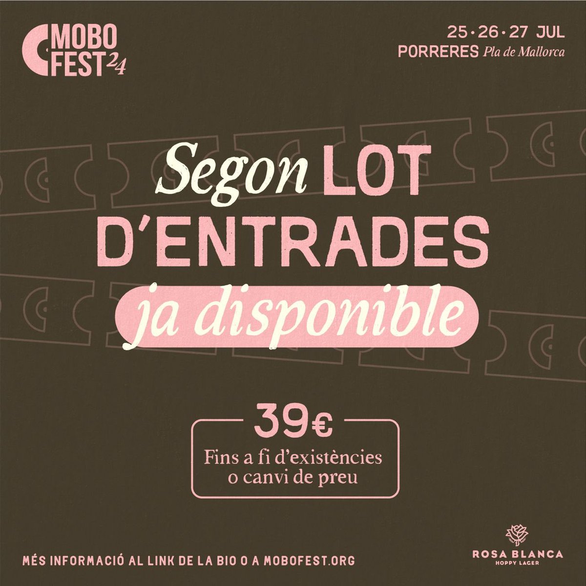 mobofestOficial's tweet photo. El primer lot d'entrades va volar! 🚀

Pels que no hi vareu ser a temps, obrim un nou lot d'entrades per fer camí junts cap a la #Mobo24 🎫

#ElFestivalDelPla https://t.co/A5JOrZTxRw