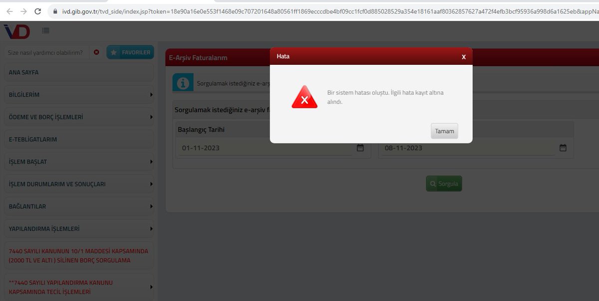 Şu çalışmayan sisteme kaç milyon TL verildi acaba? <a href="/HMBakanligi/">T.C. Hazine ve Maliye Bakanlığı</a> #earsiv <a href="/gibsosyalmedya/">Gelir İdaresi Başkanlığı</a>