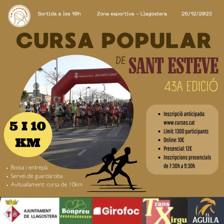 👟Us animem a participar en la 43a Cursa Popular de Sant Esteve!
🗓️26 de desembre
⏰10h
📍Zona esportiva

✍️Inscripcions: curses.cat/santestevellag…

Voleu ser voluntari❓Apunteu-vos: docs.google.com/forms/d/e/1FAI…

✅Organitza: <a href="/CBLlagostera/">CB Llagostera</a> 

👀👉llagostera.cat/agenda/1712/43…
#NadalaLlagostera