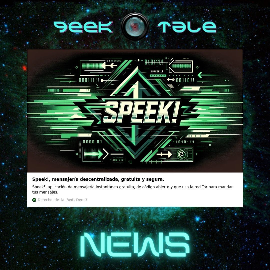 GeekTaleNews's tweet photo. Speek!, mensajería descentralizada, gratuita y segura

🔗 https://t.co/IgShsBKEXI

🗞️ @DerechodelaRed

#️⃣ #noticias #tecnología #Speek #Mensajería #Privacidad #Comunicación #DerechoDeLaRed https://t.co/PNzsZoXg6W