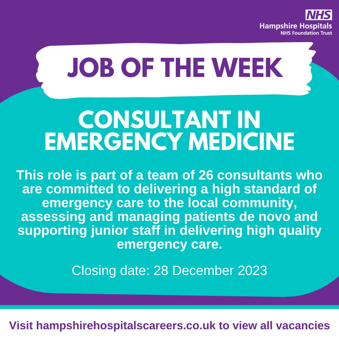 Become a part of #TeamHHFT! We are looking to recruit a consultant in emergency medicine, now open for applications closing 28 December. @drjenjoiner For full role details and to submit an application ➡️ ow.ly/1kPu50QelpB