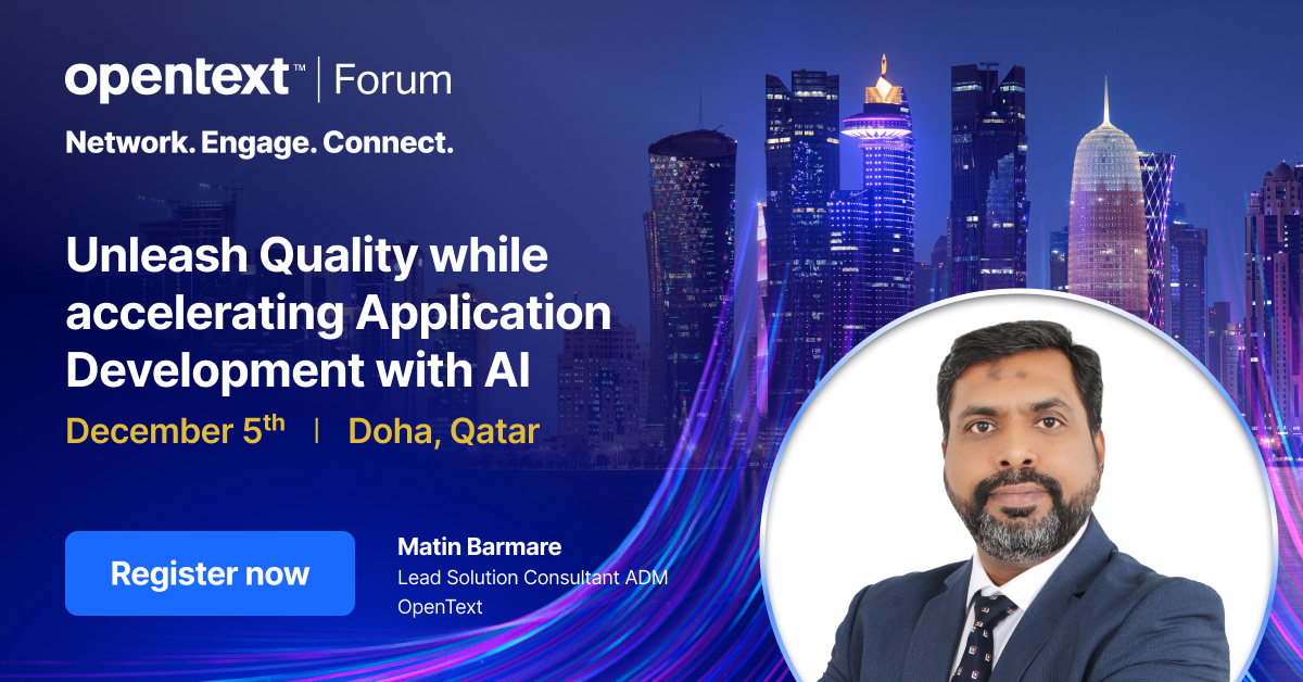 WaldeckCAnn's tweet image. Join Matin Barmare, Lead Solution Consultant ADM at @OpenText, for an exhilarating exploration at #OpenTextForumQatar 2023.

Register here: ow.ly/E6QA50QabTk

#OpenTextQatar #FutureOfBusiness #TechInnovation #OpenTextForumQatar #OpenTextAviator #Aviator #OpenText