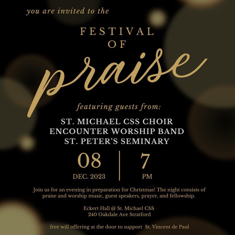 Join us <a href="/StMikesCSS/">St. Michael C.S.S.</a> <a href="/HPCDSB/">Huron-Perth CDSB</a> as we celebrate this Advent season! Wednesday is our Live Nativity and Friday is our Festival of Praise! Free admission! O come let us adore him! #Advent2023 #thereasonfortheseason 💙💛