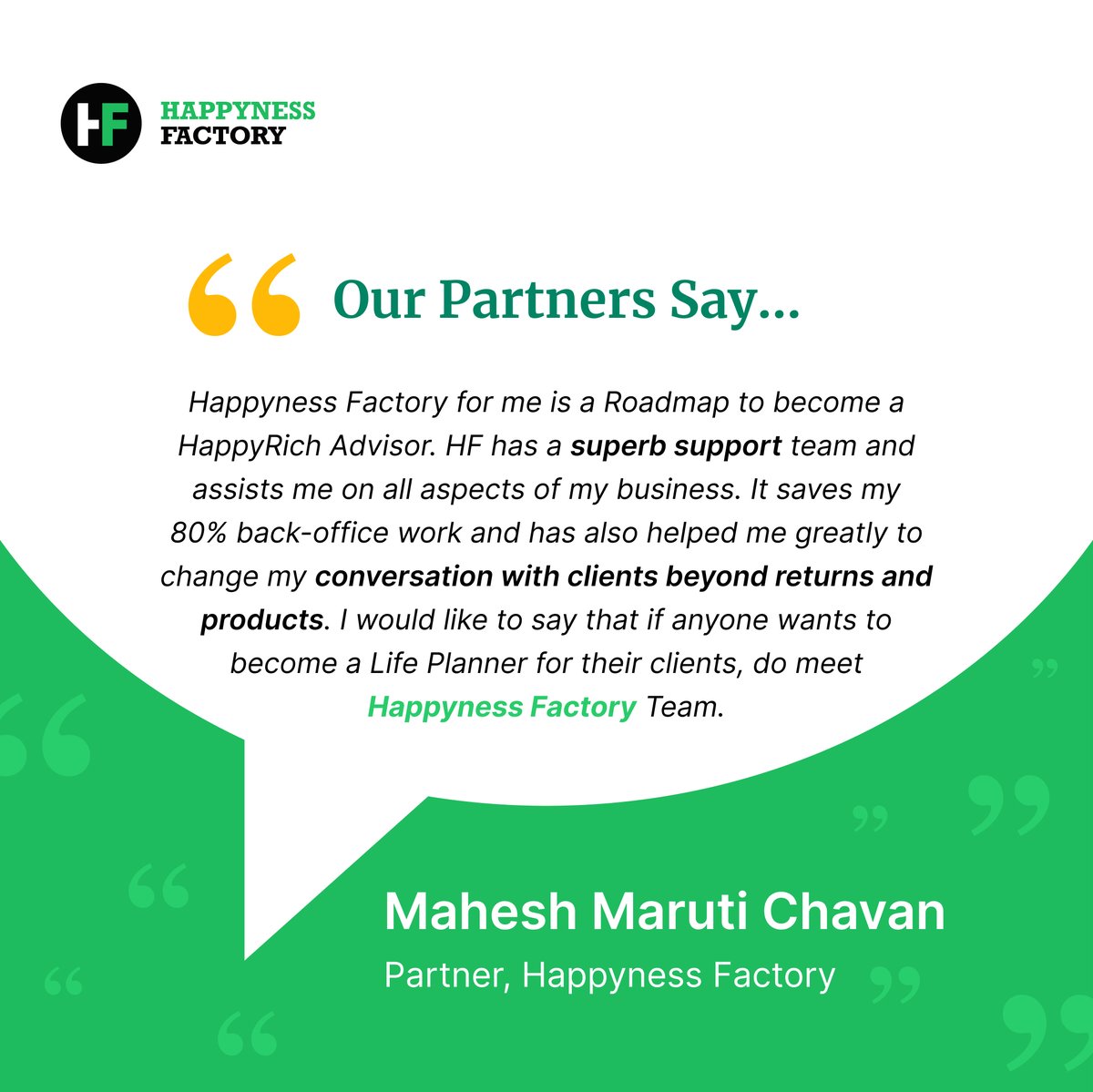 hf_invest's tweet photo. Partner Testimonial Series
An amazing review from our esteemed partner, Mahesh Maruti Chavan.
We would like to thank all our partners for their continued trust in us.
#partnertestimonials #reviews #MFD #mfds #reviewsdontlie https://t.co/VxihPu54Tf