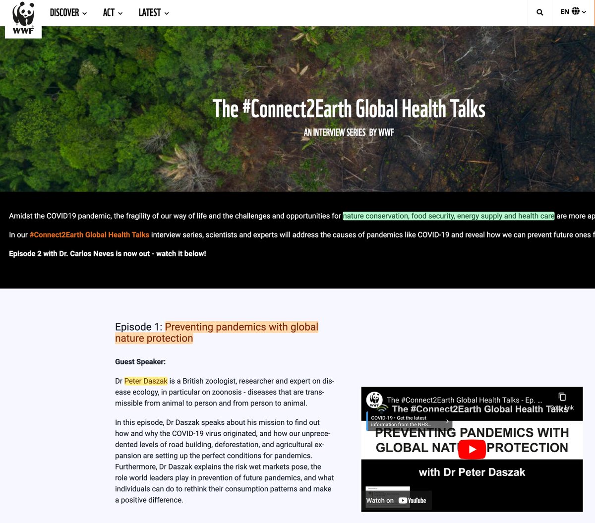 ... I find so many interesting links, but won't do new thread for each - here's one which drags in Connect2Earth, the WWF, and... Daszak.

explore.panda.org/health-talks