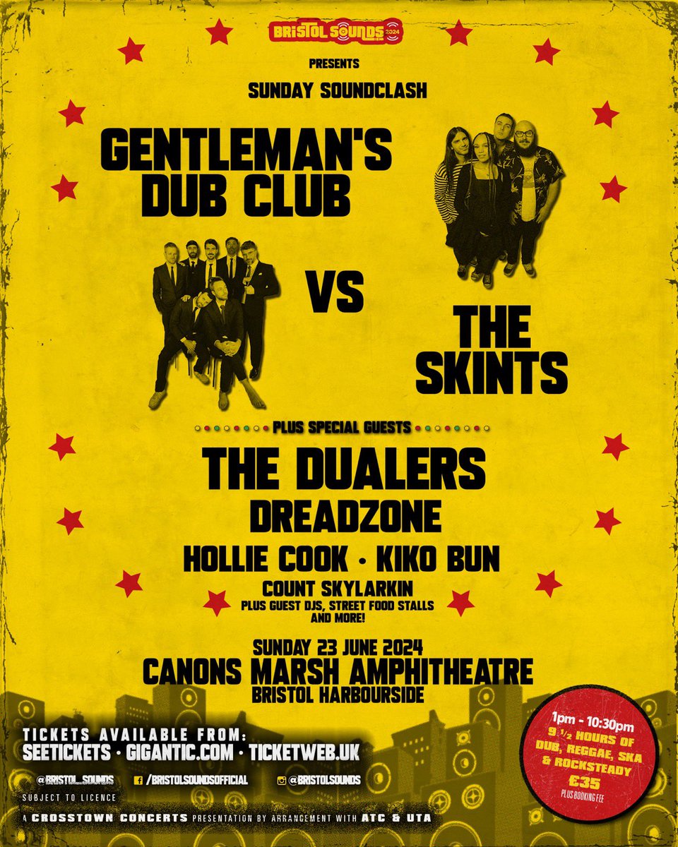 Gentleman's Dub Club (@gentlemansdub) on Twitter photo This one is a 🍔 WHOPPER 🍔 us, <a href="/theskints/">The Skints</a> <a href="/TheDualers/">The Dualers</a> <a href="/holliecookie/">Hollie Cook</a> <a href="/KikoBunOfficial/">KIKO BUN</a> <a href="/dreadzonemusic/">Dreadzone</a> <a href="/CountSkylarkin/">Count Skylarkin</a> at Bristol Harbourside right smack bang in the middle of summer ☀️ 23rd June ☀️ Act fast on this because we don’t want you to miss out. Tickets: Fri 8th dec 8am. This one is a 🍔 WHOPPER 🍔 us, <a href="/theskints/">The Skints</a> <a href="/TheDualers/">The Dualers</a> <a href="/holliecookie/">Hollie Cook</a> <a href="/KikoBunOfficial/">KIKO BUN</a> <a href="/dreadzonemusic/">Dreadzone</a> <a href="/CountSkylarkin/">Count Skylarkin</a> at Bristol Harbourside right smack bang in the middle of summer ☀️ 23rd June ☀️ Act fast on this because we don’t want you to miss out. Tickets: Fri 8th dec 8am.