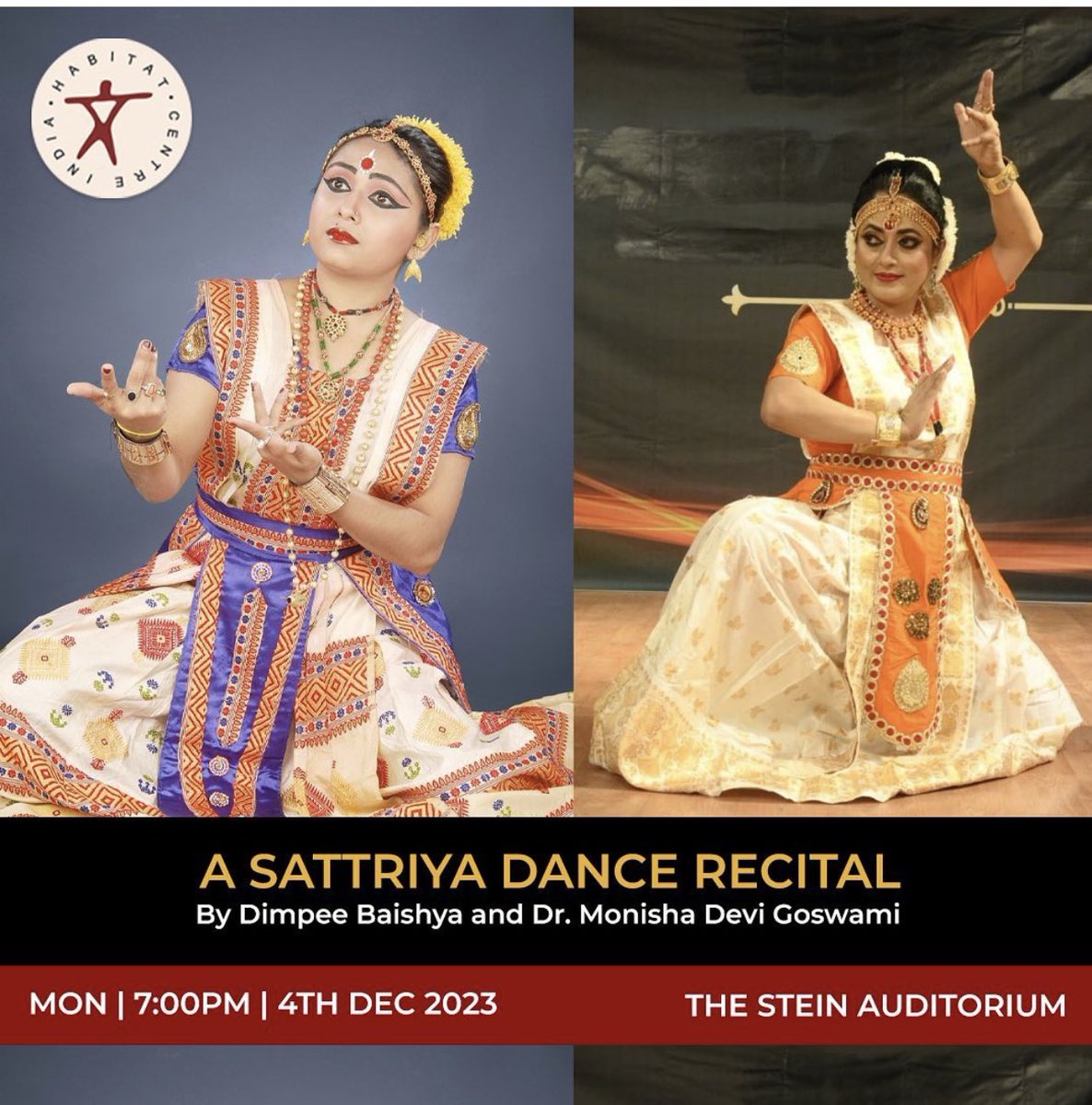 Witness the grace and beauty of the traditional Sattriya dance in a captivating recital by Dimpee Baishya and Dr. Monisha Devi Goswami. 

4th Dec | 7.00 PM | Stein Auditorium
#IndiaHabitatCentre #IHCDelhi #delhievents