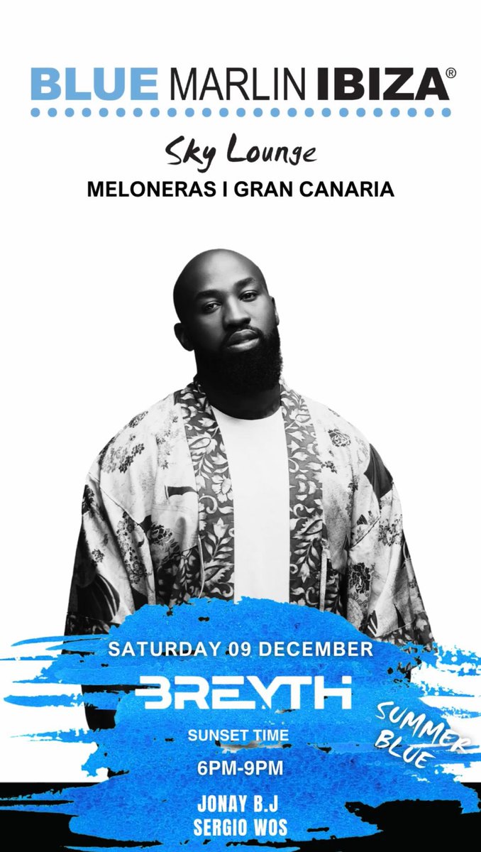 BREYTH2's tweet photo. BREYTH DIA 9 DEZEMBRO 
PELA PRIMEIRA VEZ NO 
BLUE MARLIN IBIZA SKY LOUNGE https://t.co/T1DUY2apMU