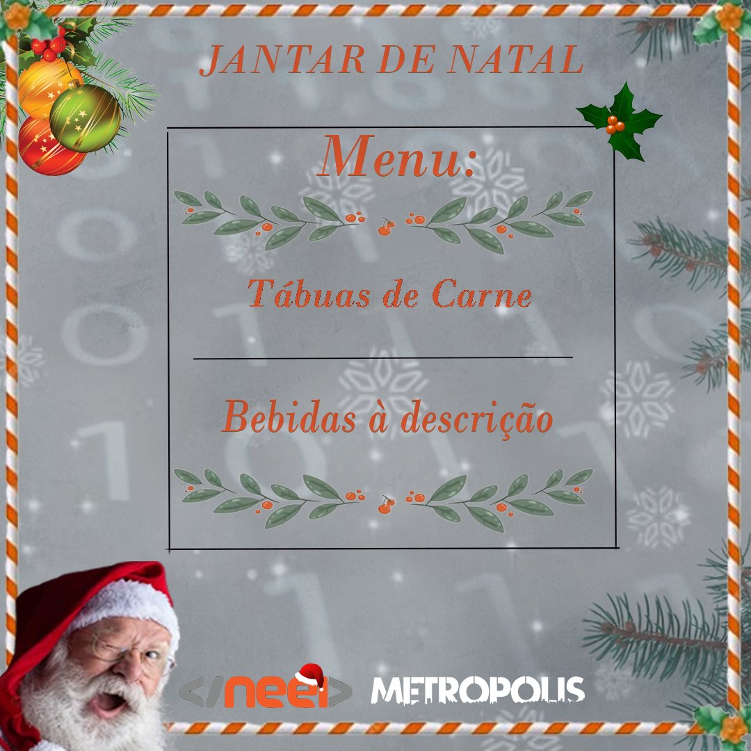 NeeiUtad's tweet photo. 🎄✨O espírito natalício está no ar e o NEEI convida-te para uma noite especial!🍽️✨Junta-te a nós no dia 11 de dezembro na Metropolis para um Jantar de Natal cheio de sabor e solidariedade. Por apenas 15 euros, além da doação de alimento para ajudar quem mais precisa nesta época https://t.co/rH4L9r4LKg