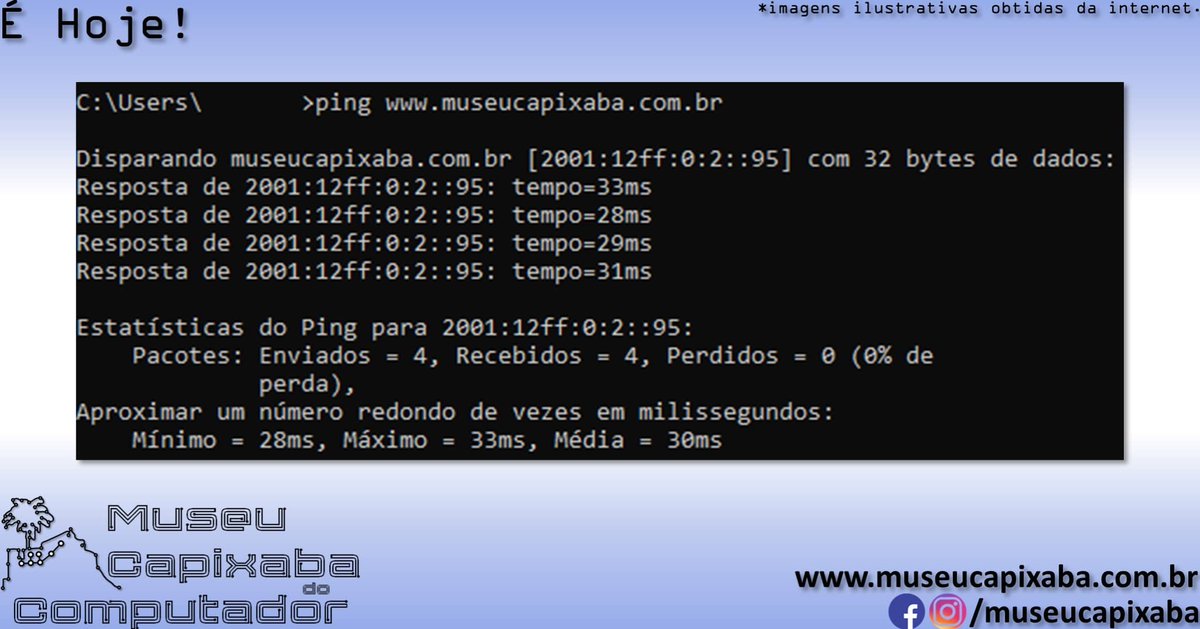 É hoje!

O comando ping de 1983

Faz 40 anos!

+em museucapixaba.com.br/hoje/comando-p…

#MuseuCapixaba #mcc #éhoje #museu #retro #geek #tecnologia #capixaba #descubraoes #nodiadehoje #onthisday #Internet #Ping #RedesdeComputadores #Sonar #TCPIP #Unix