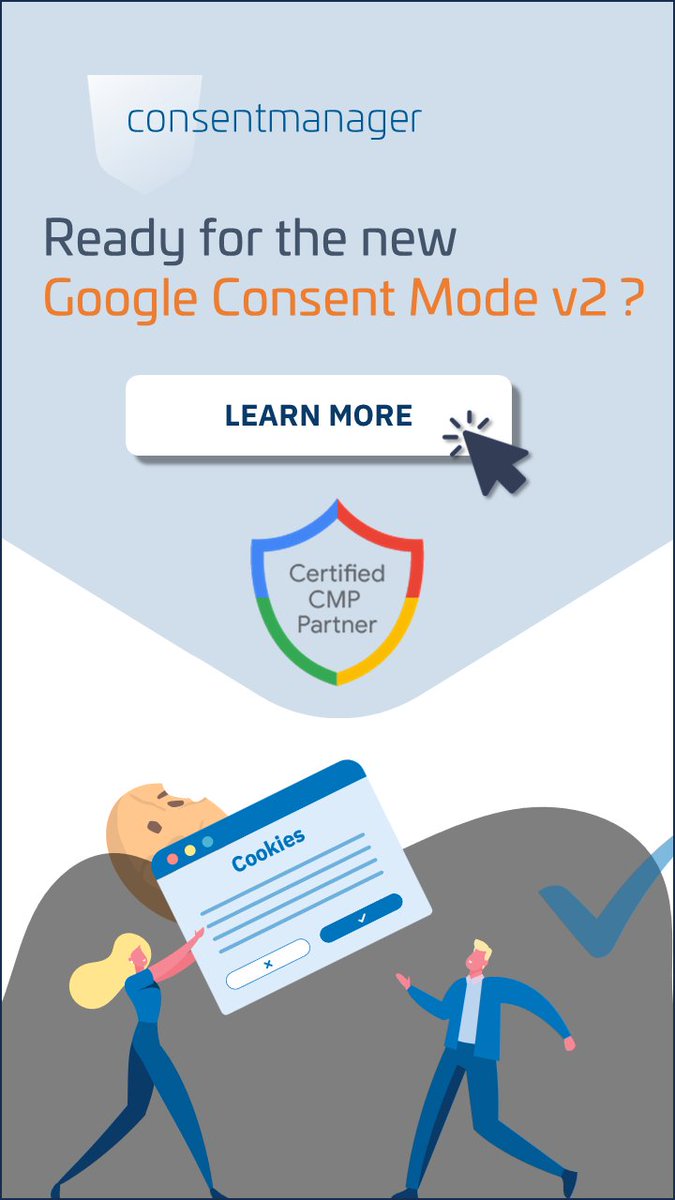 📢 Google has introduced Google Consent Mode v2, a major update that will change the advertising and analytics landscape for advertisers, publishers and end users. 🔎 Find out more now: consentmanager.net/google-consent…
#cookies #googleconsentmode #gcmv2 #consentmanager #dataprivacy #GDPR