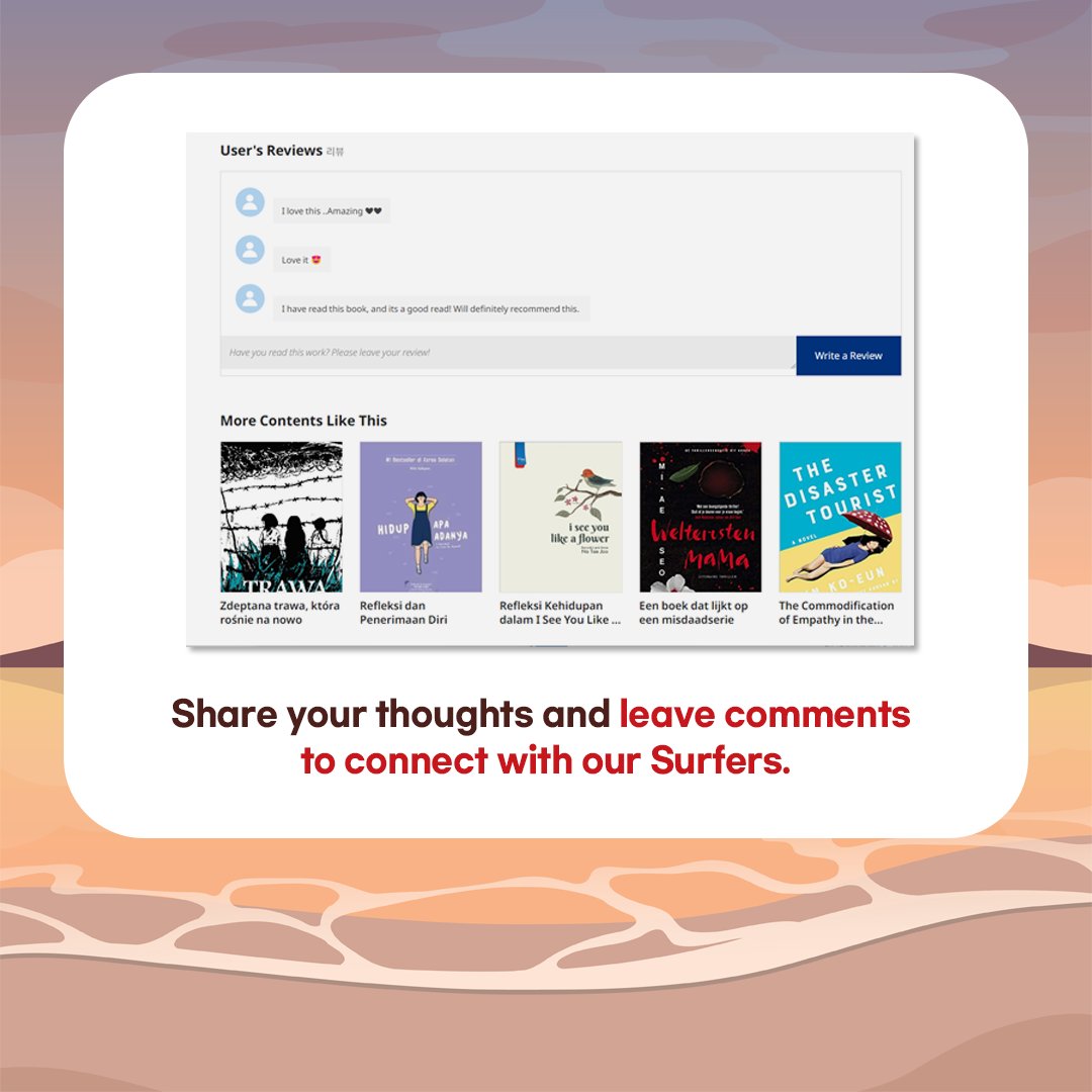 ltikorea's tweet image. 🌊 #KLWAVE Book Review Club #PartyWave is coming to an end.
✅Check out the reviews from Surfers in 6 different languages:#English #Indonesian #Polish #Spanish #Dutch #Arabic
Don't forget to bookmark🔖 and leave comment on your favorite reviews to show your respect for #Surfers !