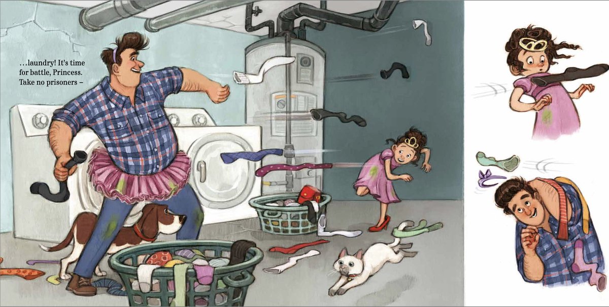 Happy #NationalSockDay! What better way to spend it than to have a thrilling sock fight with your family? Surely this isn't why socks keep missing their pairs... Join Darcy and her dad in the rest of their fun-filled day: flashlightpress.com/hammer-and-nai… @IPGbooknews @Jessica_Warrick