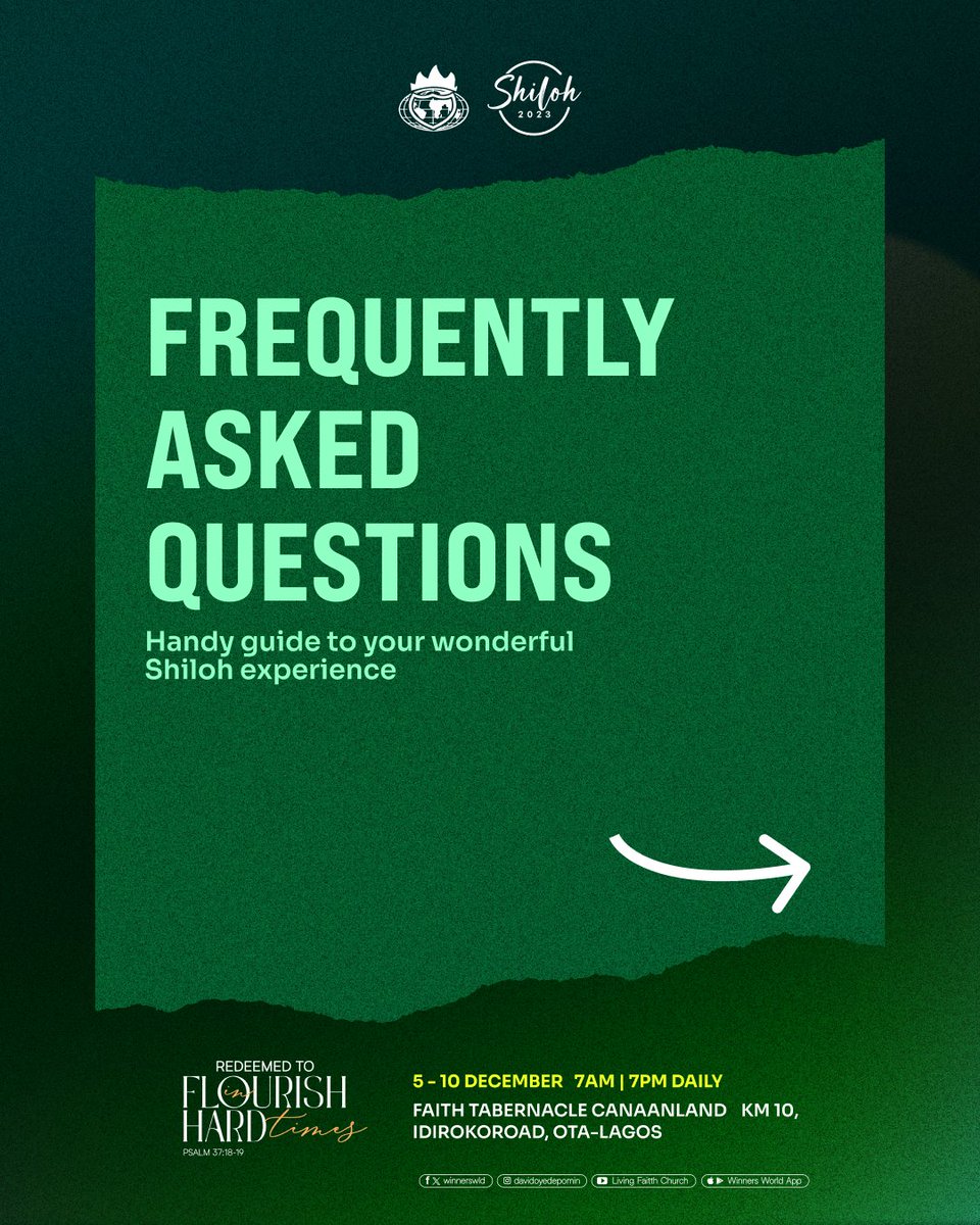 WinnersWLD's tweet photo. Frequently asked questions about Shiloh
#Shiloh2023
#RedeemedToFlourish https://t.co/RZ5VpuOQJL
