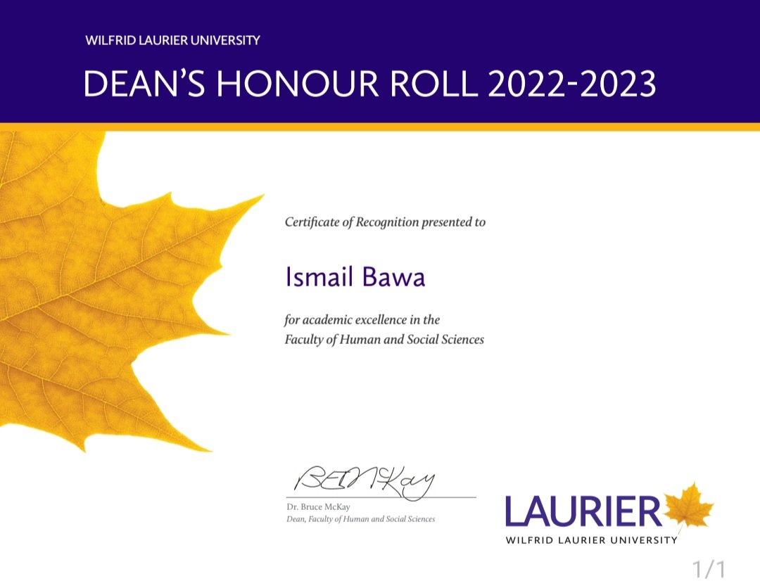 Grateful to be named to the Dean's Honour Roll 2022-2023! 📚🎉 #Education #WilfridLaurierUniversity