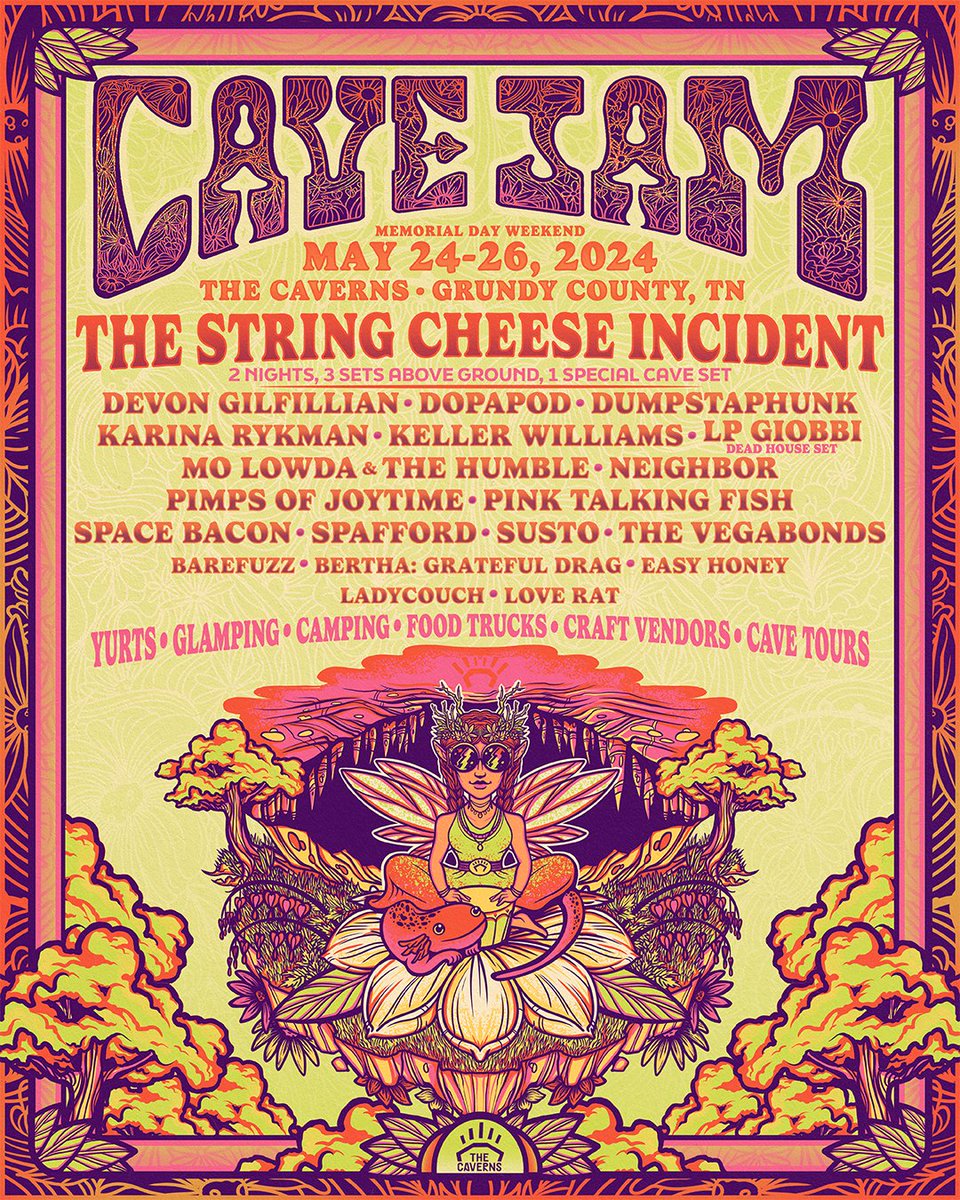 Memorial Day Wknd, 5/24-26 is the inaugural CaveJam: a 3 day camping fest feat. headliner The String Cheese Incident & performances from an incredible lineup of artists and bands Sign up now to get first dibs on pre-sale tickets starting 12/6 @ 12 p CT: lp.constantcontactpages.com/sl/c5lDbQu