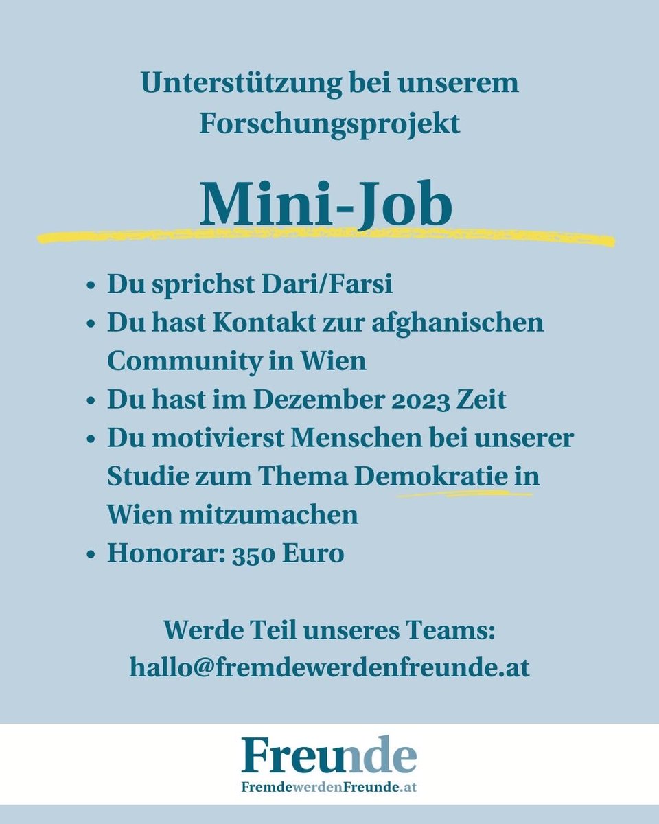 #Job im Dezember in unserem Forschungsprojekt in Wien zu vergeben. Gerne teilen!