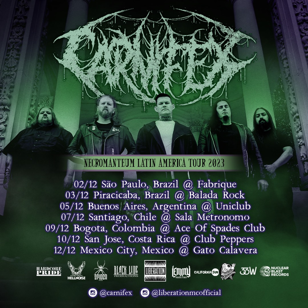 carnifex's tweet photo. A couple more firsts for us tomorrow and Thursday: 🇦🇷Buenos Aires at @UniclubBA🇦🇷and🇨🇱Santiago at Sala Metrónomo🇨🇱Who we seeing?🤔

Dec 5—Buenos Aires🇦🇷 @UniclubBA
Dec 7—Santiago🇨🇱Sala Metrónomo
Dec 9—Bogotà🇨🇴Ace of Spades
Dec 10—San Jose🇨🇷Pepper Club
Dec 12—CDMX🇲🇽 @GatoCalavera https://t.co/nbZWPJpGo8