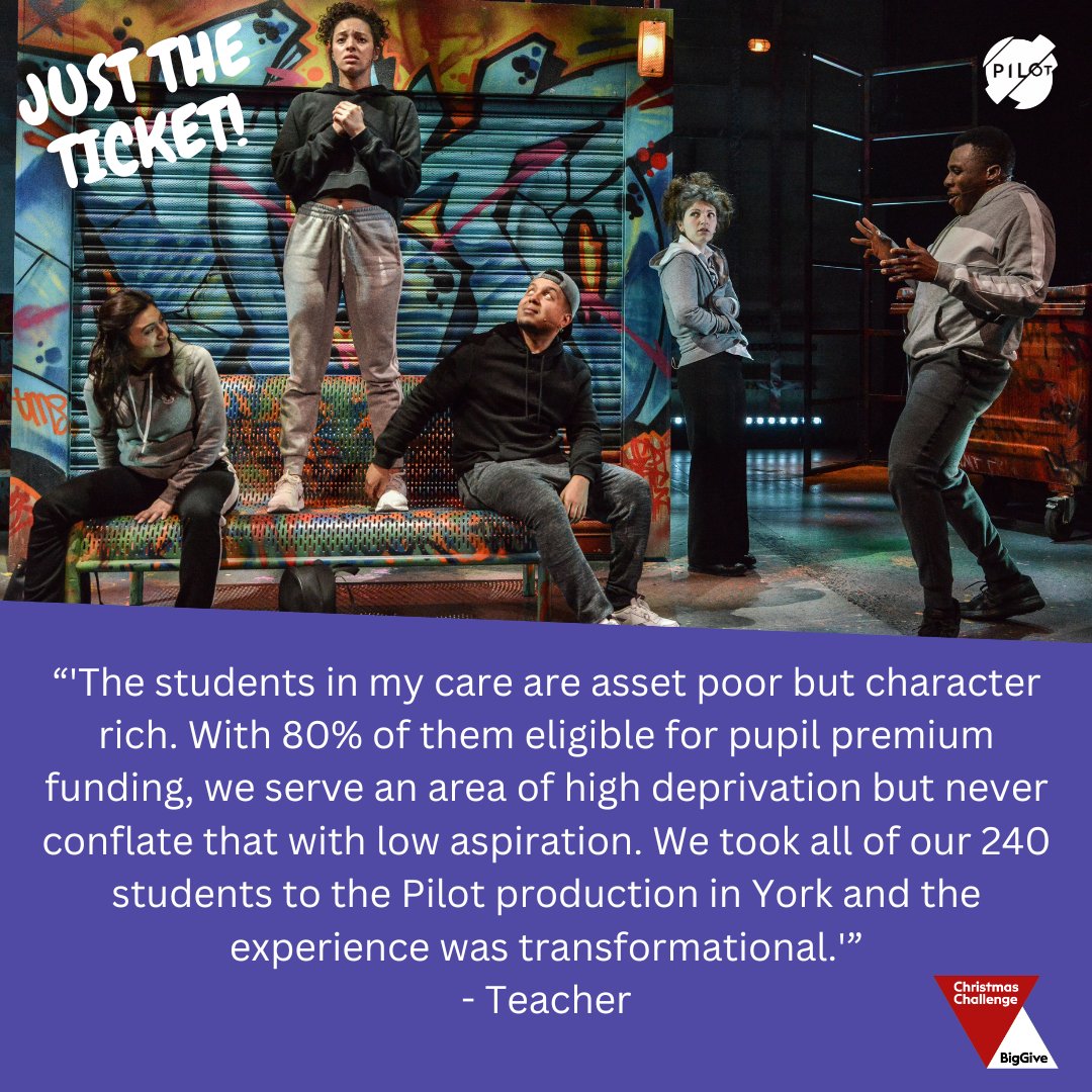 We're at 93% of our #JustTheTicket fundraising target! 
With  under 24 hours left, can you help get us over the line so we can  provide live theatre experiences for many disadvantaged young people at no cost to them?
Every donation is doubled by <a href="/BigGive/">Big Give</a>!
donate.biggive.org/campaign/a0569…