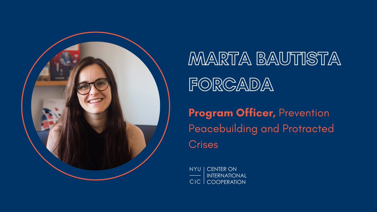 #StaffHighlight: After four years with the Pathfinders (@SDG16Plus) team, we are delighted that @martabautistaf is joining the Prevention, Peacebuilding, and Protracted Crises team as their newest Program Officer. Learn more about Marta: cic.nyu.edu/people/marta-b…