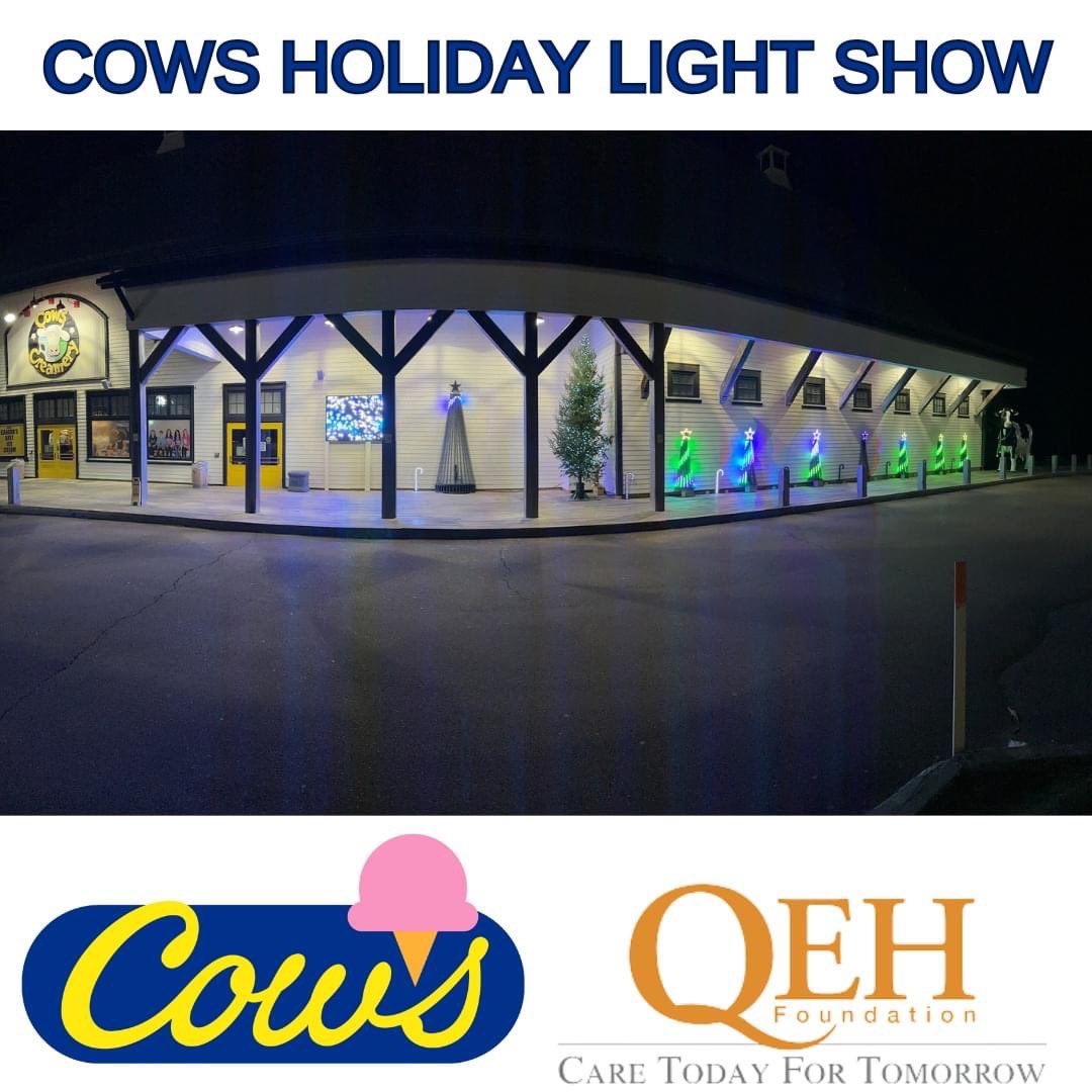 COWS (@cowsicecream) on Twitter photo COWS holiday light show at our COWS Creamery location✨
A donation box is set up where, if you wish to make a contribution, all funds will be donated to the <a href="/QEHFoundation/">QEH Foundation</a> at the end of the month.
Every evening in Dec:
6-8PM (Sun-Thurs)
6-9PM (Fri-Sat)
Radio station: 90.1FM COWS holiday light show at our COWS Creamery location✨
A donation box is set up where, if you wish to make a contribution, all funds will be donated to the <a href="/QEHFoundation/">QEH Foundation</a> at the end of the month.
Every evening in Dec:
6-8PM (Sun-Thurs)
6-9PM (Fri-Sat)
Radio station: 90.1FM
