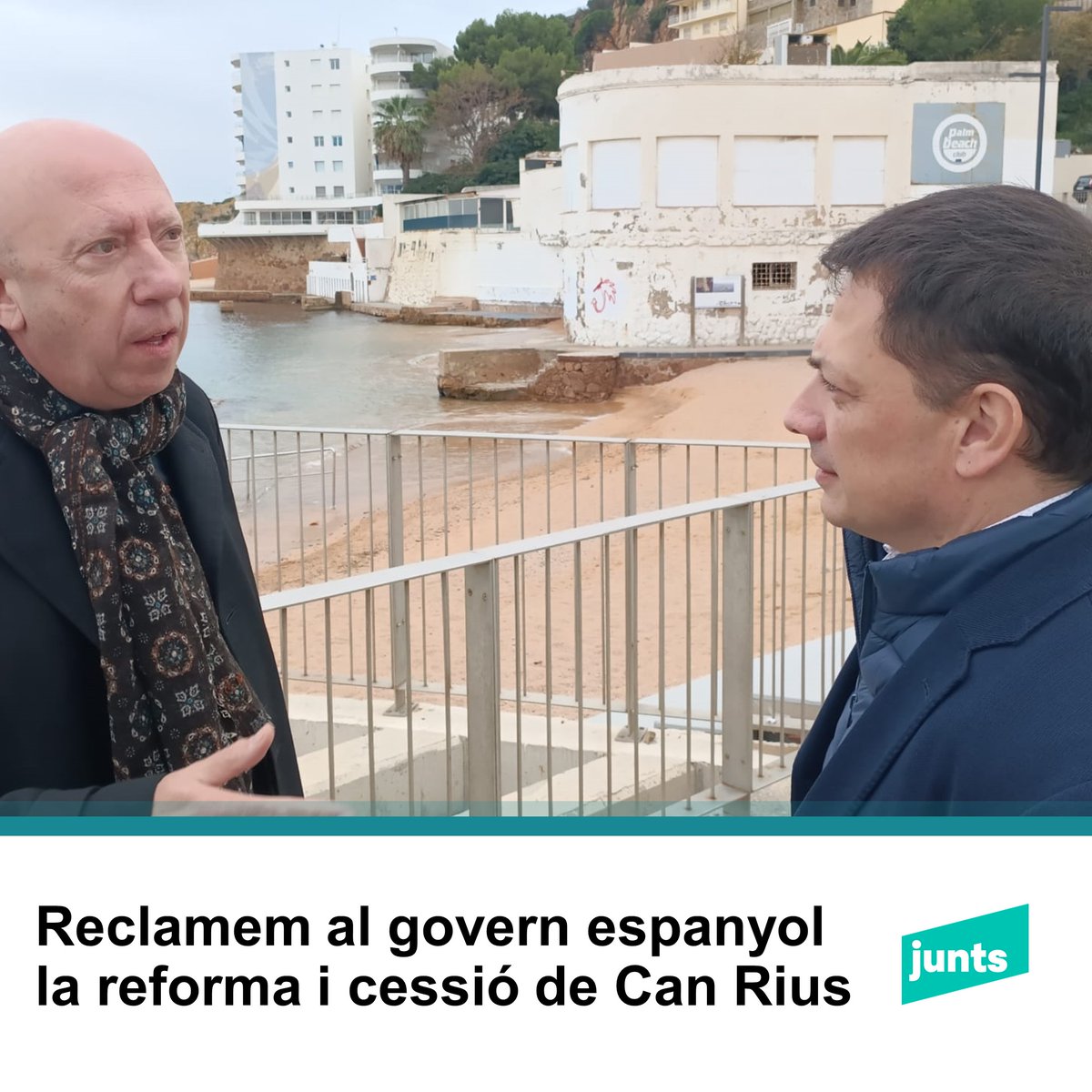 jxcatguixols's tweet photo. El senador @joanbague i l'equip de #Junts a Madrid estan treballant per aconseguir que l’edifici de Can Rius (Palm Beach) passi a ser de titularitat municipal, una reivindicació històrica de #SantFeliudeGuíxols #territori #CanRius #femSantFeliu #Junts https://t.co/PJubUdxPJH