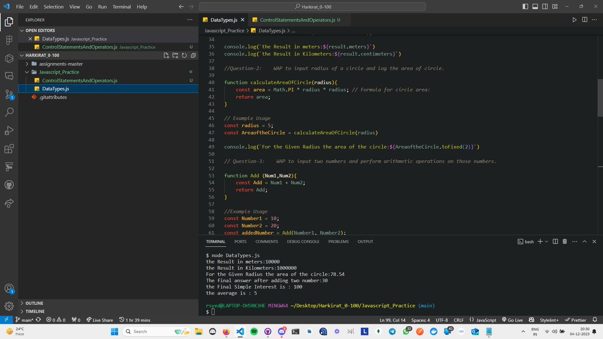 rafeeqsyedamjad's tweet image. Day 2 of #151daysofcode 

✅ Revised DataTypes Theoretical Concept.
✅ Practiced a Few Questions on it.