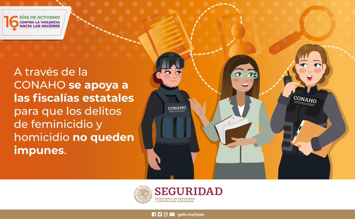 La #CONAHO ayuda con labores de inteligencia para la investigación, persecución criminal y judicialización de casos de feminicidio. #CeroImpunidad #16Días #HeForShe #MujeresPorLaPaz