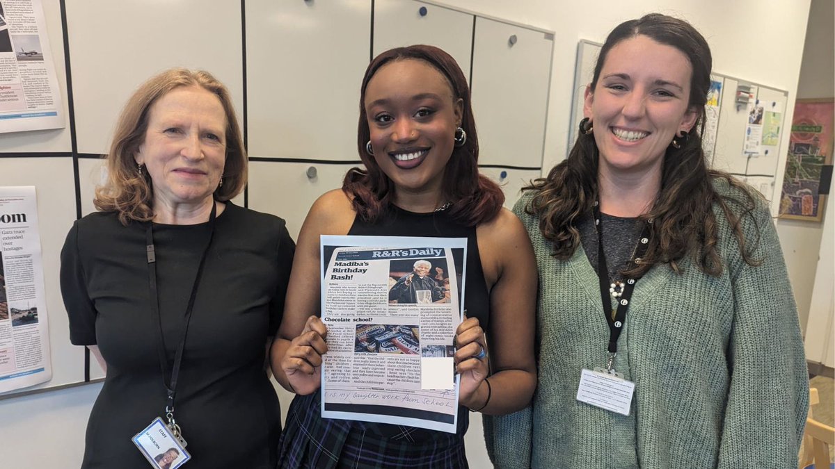 We had a wonderful visit from @tbhrema last week, who visited our education centre with her school in 2008 (!!) and is now a freelance audio producer, journalist and DJ. Rema's parents even dug out the newspaper front page she created back then! 

@GFheadlines