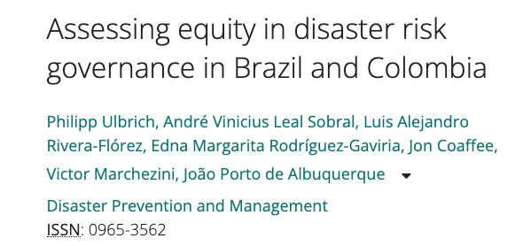 📢 Article alert 📢 New brilliant piece on disaster risk governance from our own @ulbphil @j_p_albuquerque & colleagues at @urbelatam 🙌 Citizen involvement is crucial for achieving disaster risk reduction - explore case studies from 🇧🇷 & 🇨🇴 Read 👉 emerald.com/insight/conten…