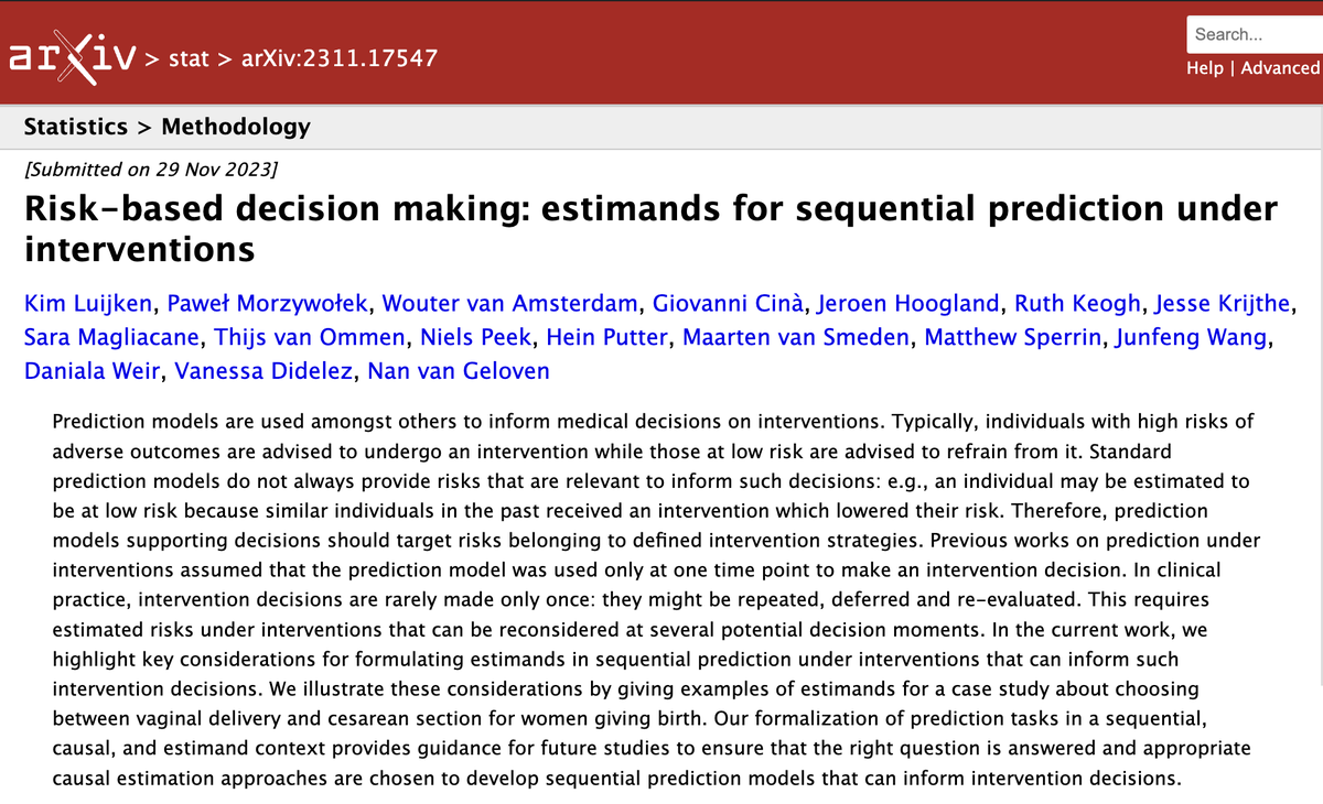 NEW PREPRINT

Using the estimands framework for prediction models with updated predictions over time

arxiv.org/abs/2311.17547