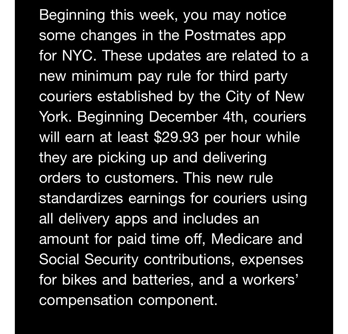 Hey just received this email from <a href="/Postmates/">Postmates</a> referencing an incredibly misleading and false “$29.93/hr” minimum wage. This inflammatory language is clearly designed to confuse customers and create division. 

Not cool.
