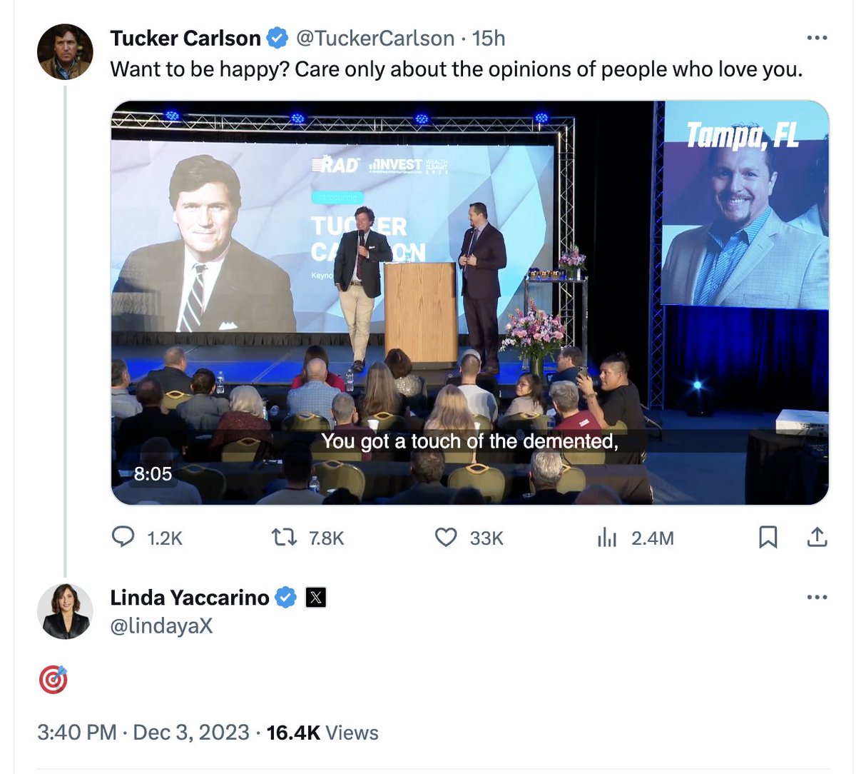 @stevesilberman Today, X CEO Linda Yaccarino boosted racist, antisemitic Tucker Carlson. In case advertisers weren't running away in droves from Elon Musk's X fast enough...