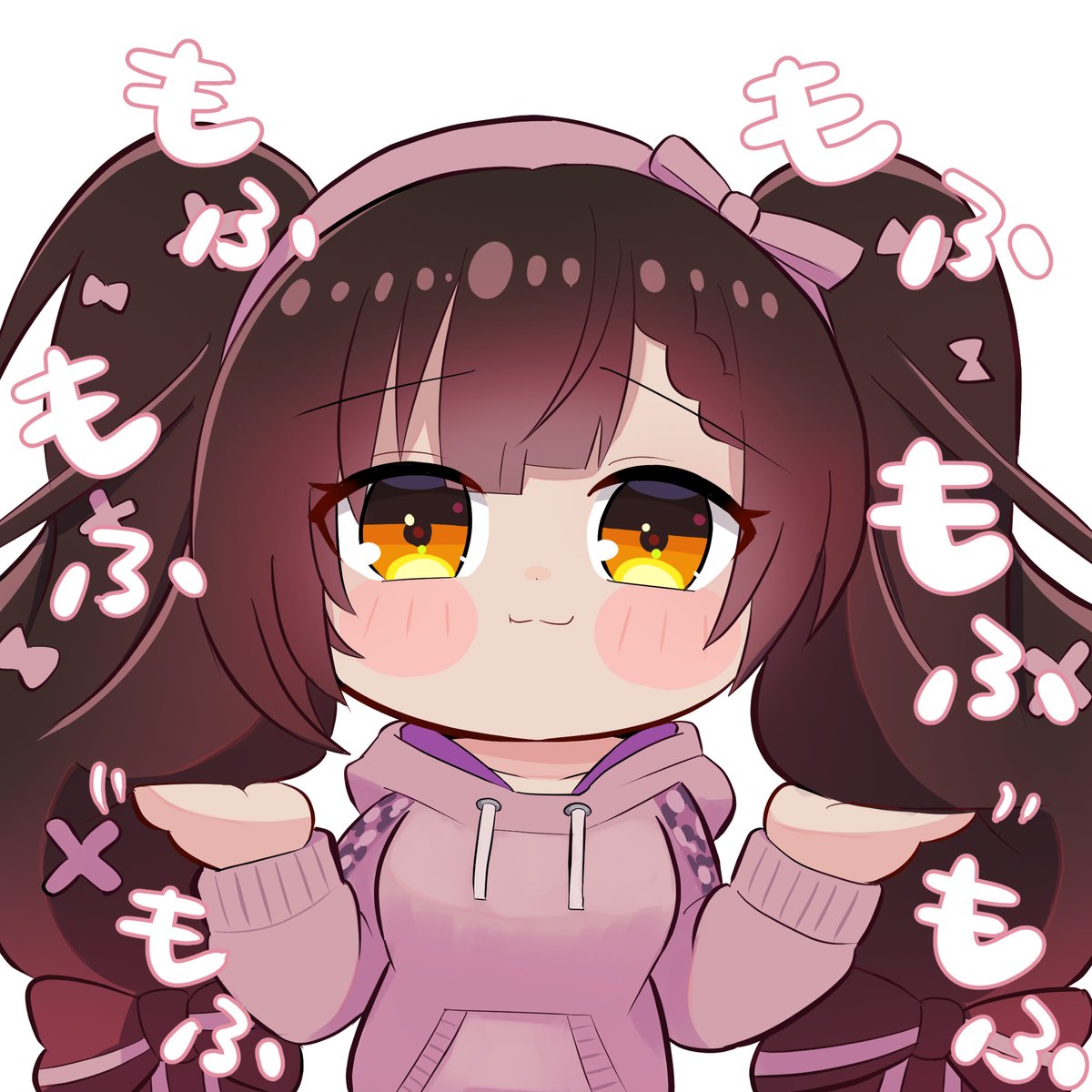 roboco-san 1girl solo hood twintails hoodie brown hair bow  illustration images