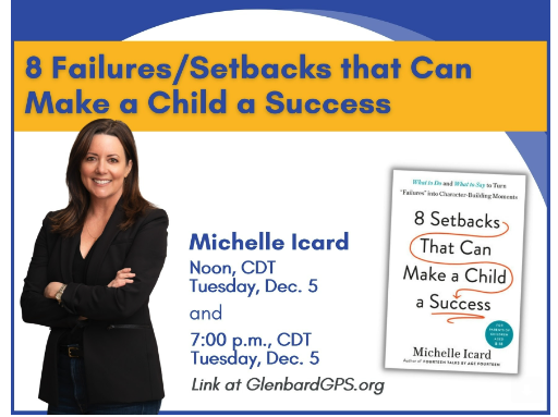 Our partner at GPS presents a parenting workshop on "8 Failures/Setbacks that Can Make a Child a Success." Access the Zoom links for the noon or 7 p.m. free program. glenbardgps.org/event/the-setb… #dg58pride #dg58learns