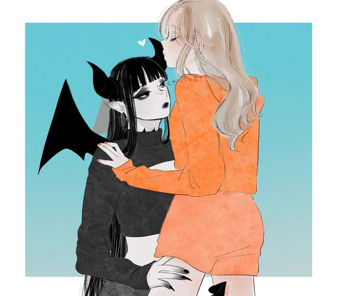 ツノへのキスの意味は? #サキュヒト #創作百合