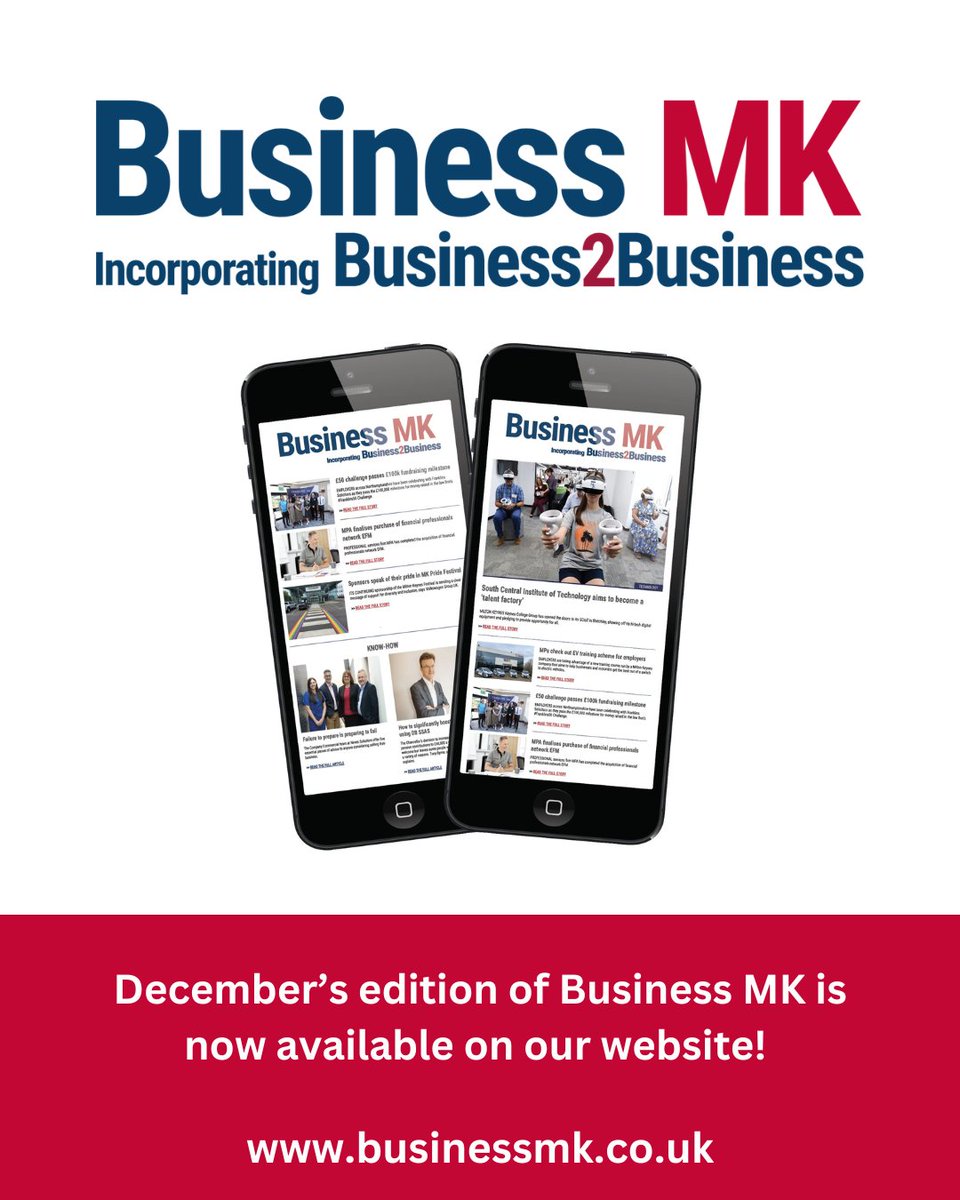 December's edition of Business MK is now available to read on our website at businessmk.co.uk/digital-issues/

Stay on top of local business news in Milton Keynes, Bedfordshire and Buckinghamshire. 

#BusinessMK #BusinessToBusiness #BusinessNews #MKBusinessCommunity
