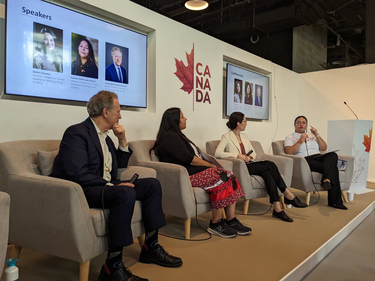 Standing room only at BC’s hosted event on Indigenous-led Resilience and shared path to climate preparedness &amp; adaptation. The panel discussion was informed by Denni Clement, co-chair of the Indigenous Climate Adaptation Working Group &amp; ICAWG member Grand Chief Judy Wilson.#COP28