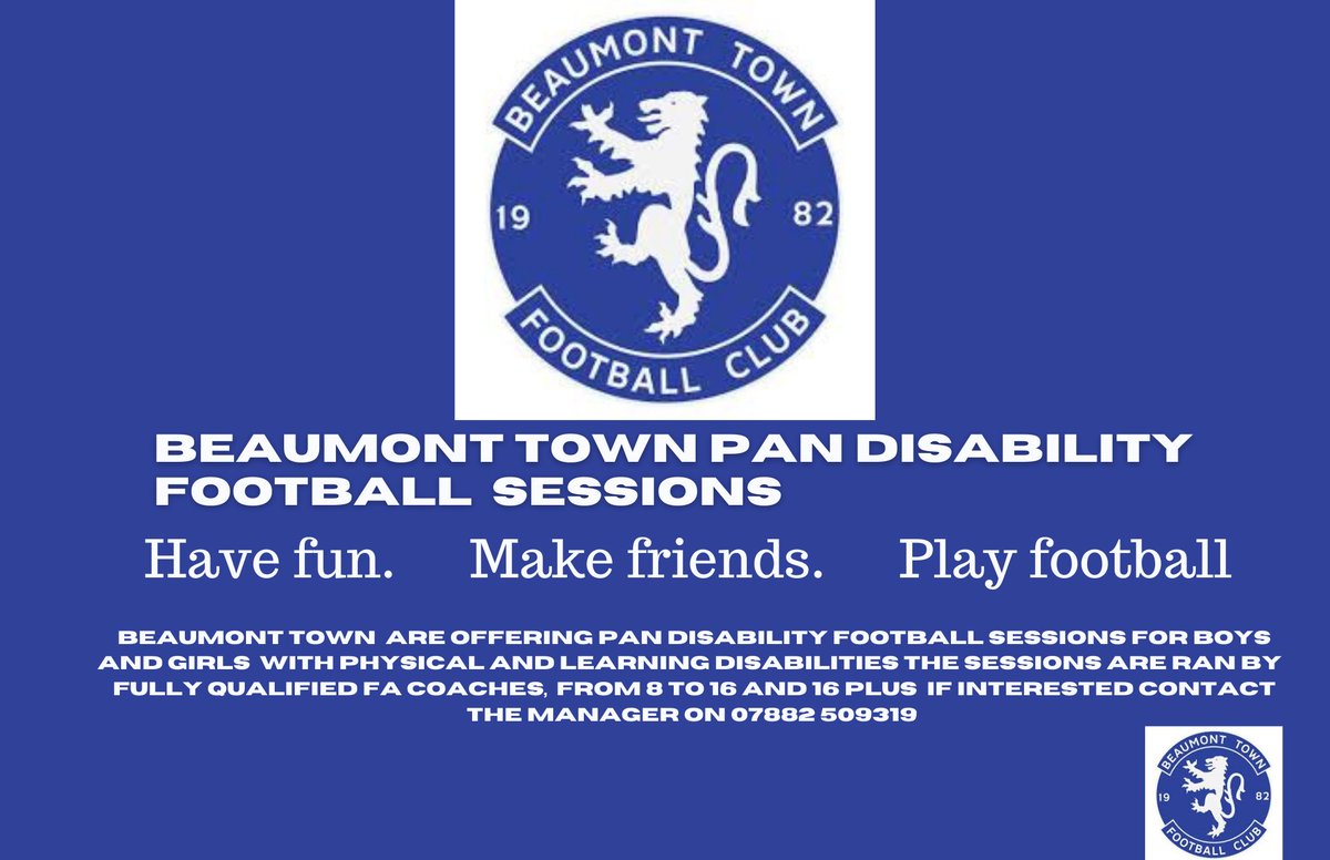 Beamounot town inclusive team (@btfcinc) on Twitter photo We're looking for players still this season if interested please get in contact with the manger on 07882 509319 please repost spread the word around
<a href="/LjydL/">Leicestershire Junior & Youth Disability Football</a> <a href="/leicsfa/">Leicestershire FA</a> We're looking for players still this season if interested please get in contact with the manger on 07882 509319 please repost spread the word around
<a href="/LjydL/">Leicestershire Junior & Youth Disability Football</a> <a href="/leicsfa/">Leicestershire FA</a>