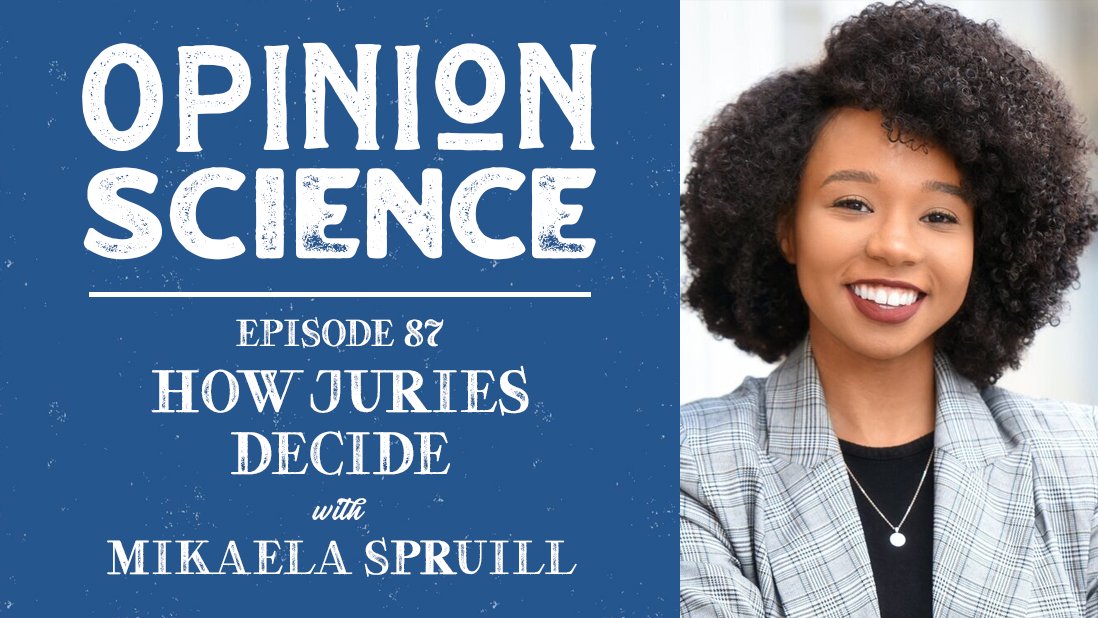 Ep 87! @Mikaela_Spruill talks about pros and cons of letting juries weigh in on legal cases. She also shares her work on how everyday people apply specific legal criteria. Apple: podcasts.apple.com/us/podcast/87-… Spotify: open.spotify.com/episode/12dfvP… Web: opinionsciencepodcast.com/episode/how-ju…